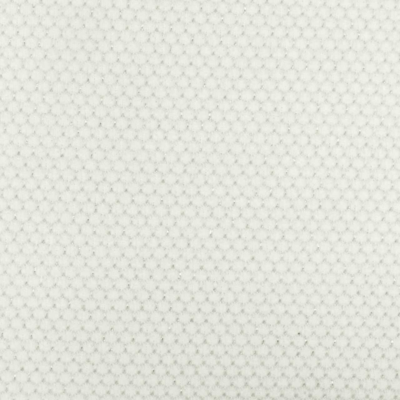 White-Silver Honeycomb Metallic Jacquard Fleece Back Jersey Knit Fabric By the Yard